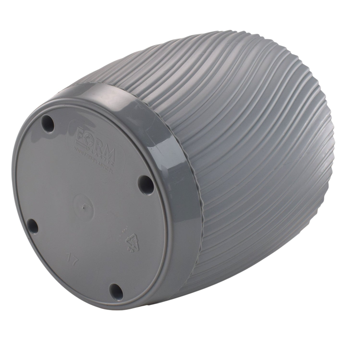 Mika pot 150mm, ribbed platinum-grey with inset saucer connection lip