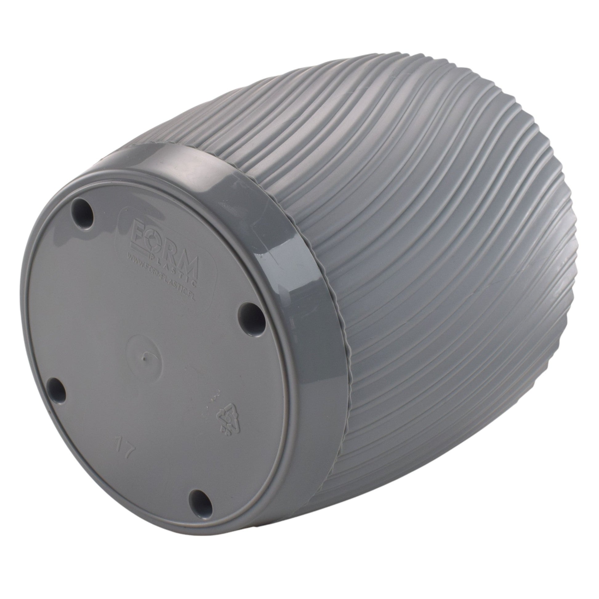 Mika pot 150mm, ribbed platinum-grey with inset saucer connection lip