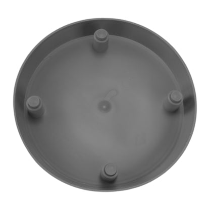 Saucer underside, circular platinum-grey with central boss and raised posts