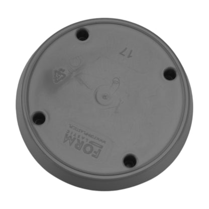 Pot base, platinum-grey with drainage holes and embossed markings