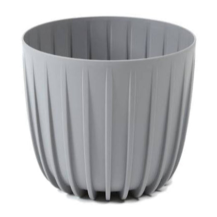 Mira Pot ohne Ablaufloch, grau, 130 mm – gerippter Übertopf