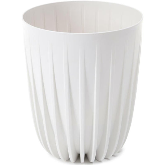 Weißer Pflanztopf ohne Ablaufloch, geripptes Design, 190 mm