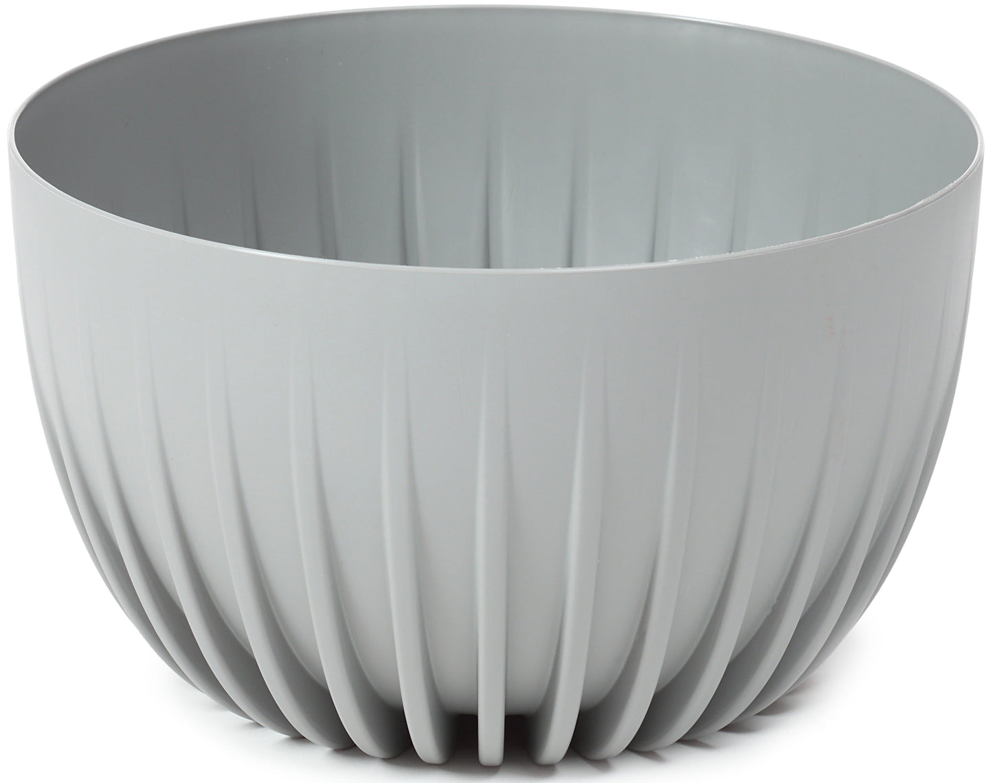 Gray bowl pot with fluted sides and smooth rim, 240mm