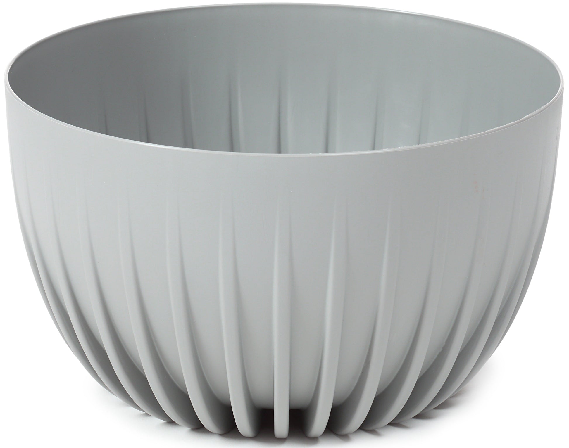 Gray bowl pot with fluted sides and smooth rim, 240mm