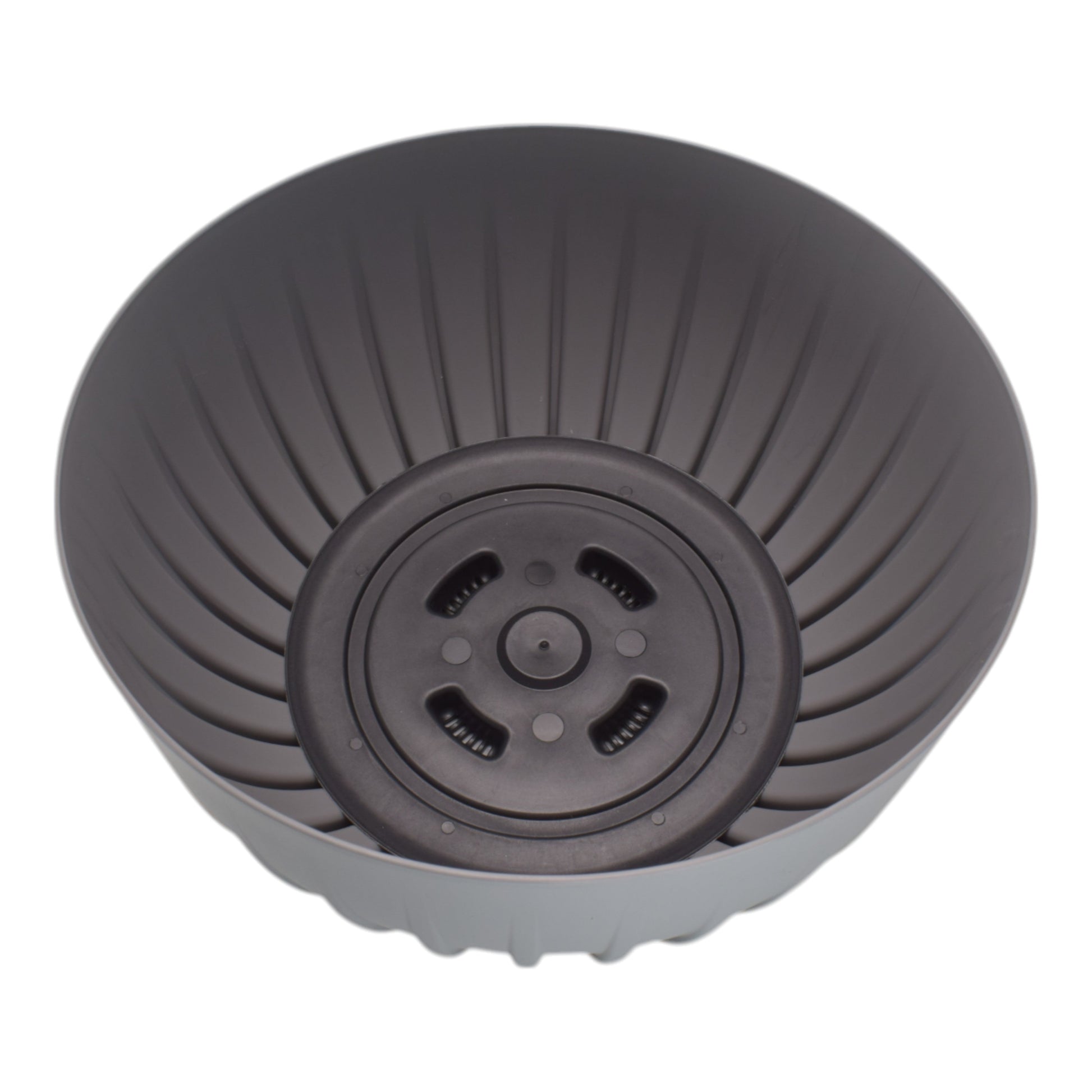 Gray bowl pot with plug insert fitted in base