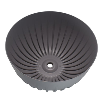 Gray bowl pot base with central hole and radial interior channels