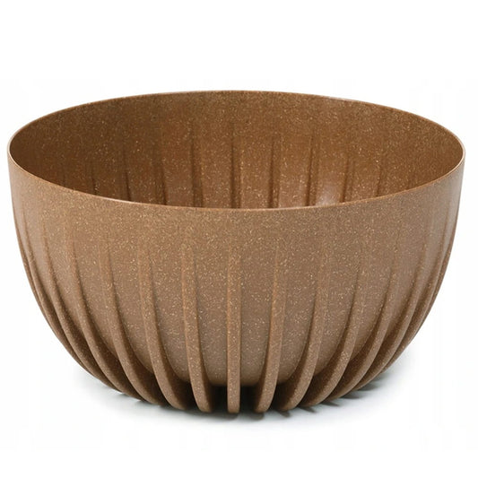 300mm eco wood bowl pot with ribbed sides and rounded shape