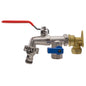 15mm brass wall flange kit with double tap, chrome body and red lever handle
