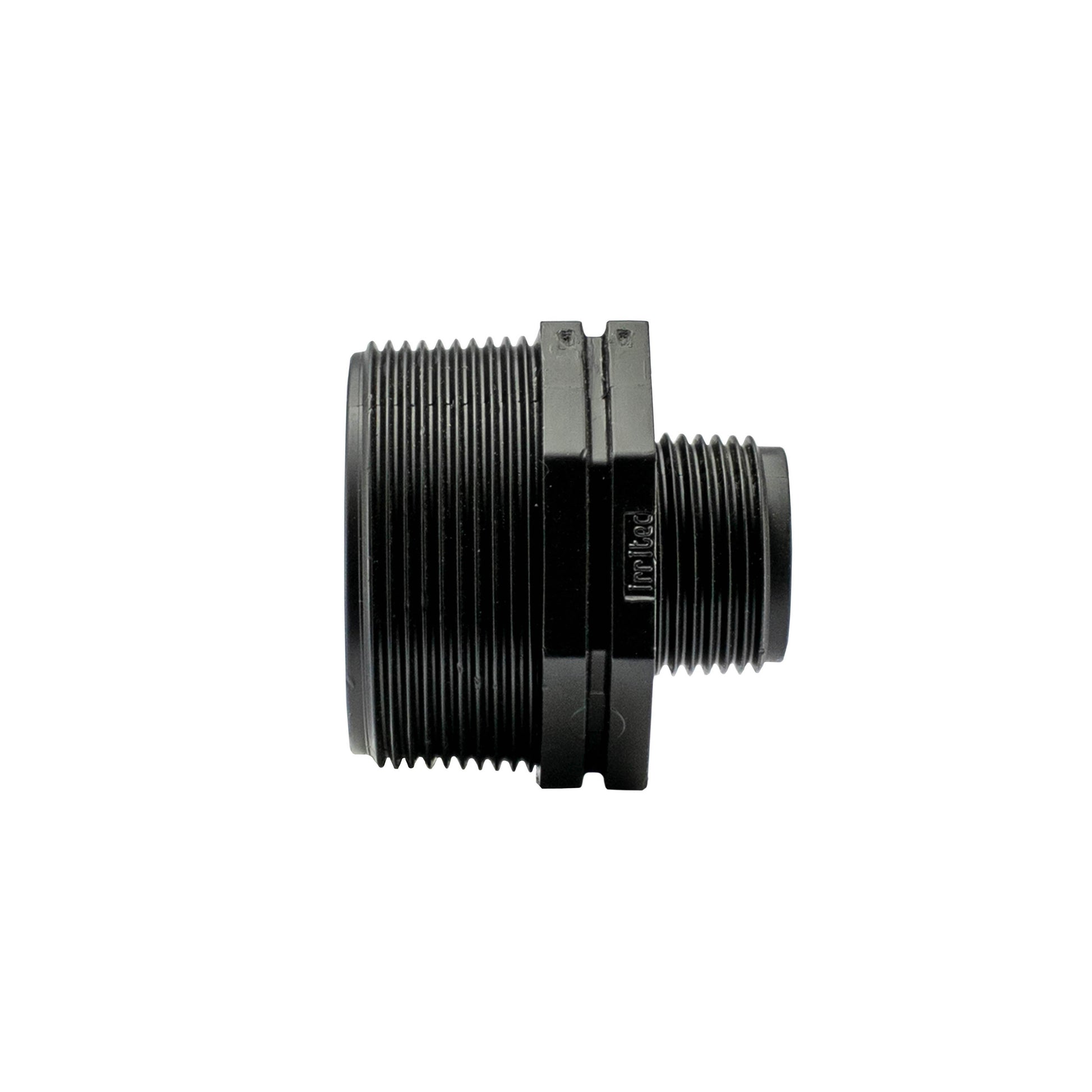 BSP male reducing nipple, black coupling with external threads and hex section