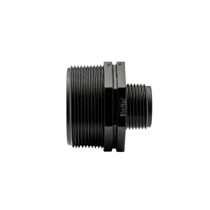 BSP male reducing nipple, black coupling with external threads and hex section