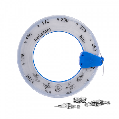 A2 Hose Clip Tape PVC roll with blue clip/strap holder and metal clips
