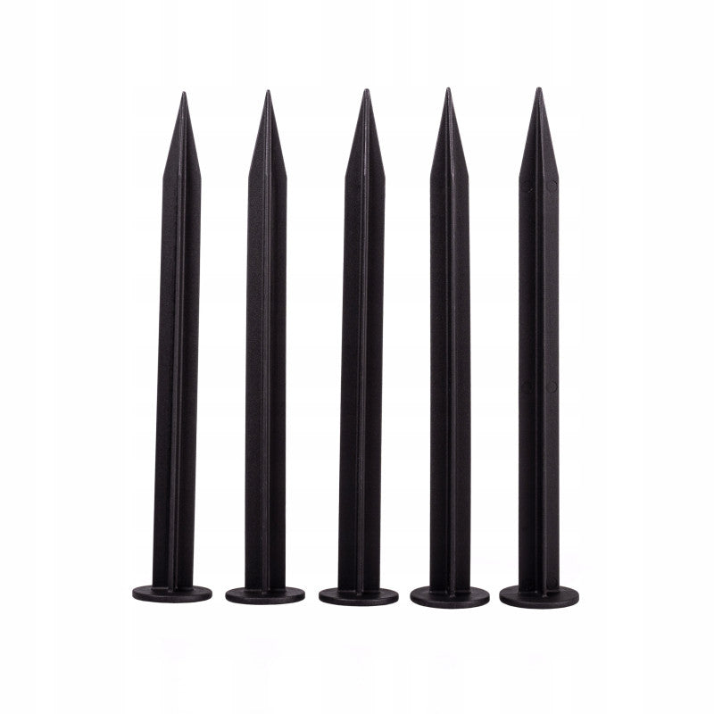 Black lawn border pegs: 5 pointed stakes with round heads