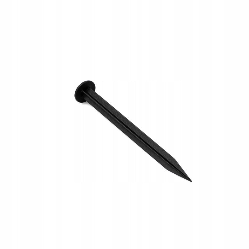 Single black pointed lawn border peg with round base