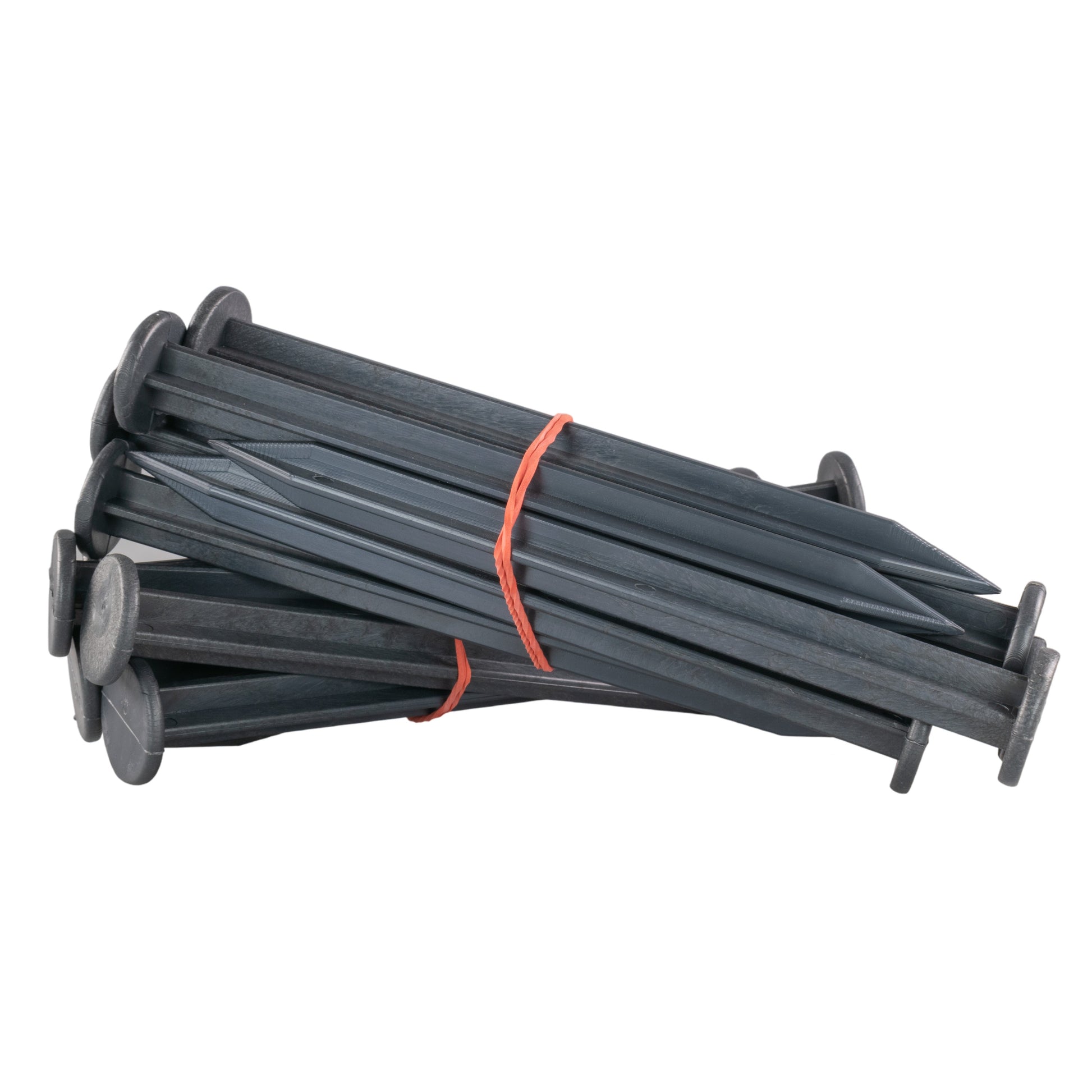 Black lawn border edging strips bundled with fixing pegs