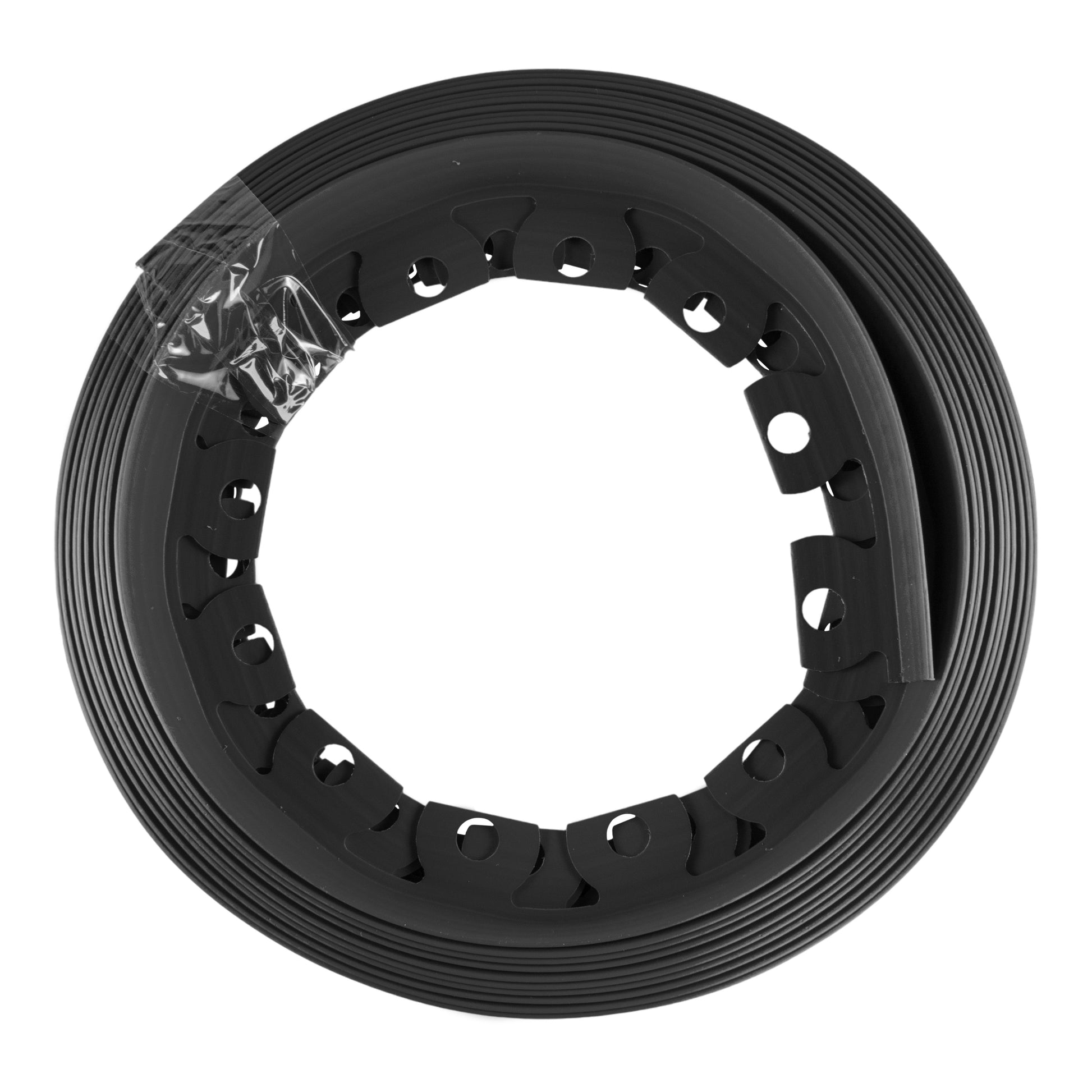 Black lawn border edging strip roll with interlocking segments