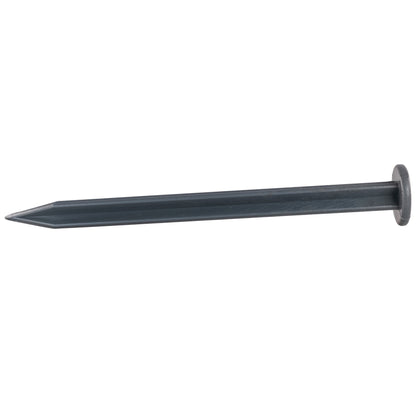Single black ground peg with wide head for lawn border edging