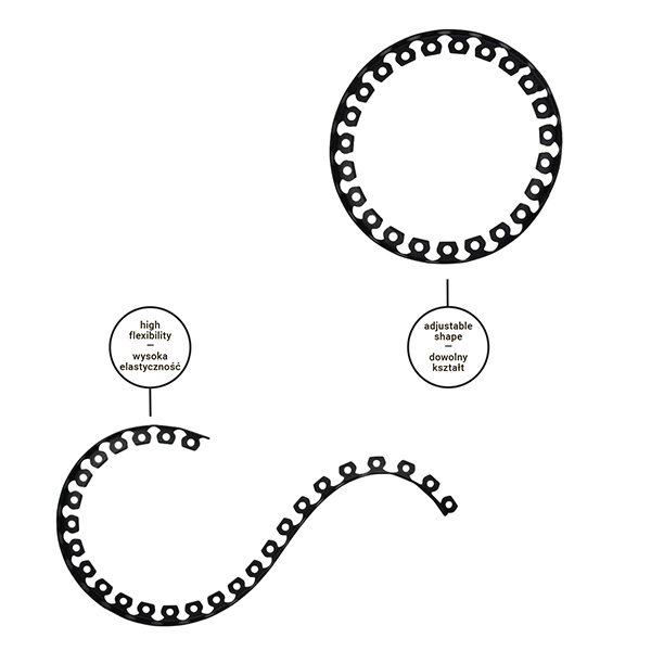 Black flexible lawn border strip set with adjustable shape
