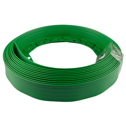 Green lawn border edging ring, 60mm x 10m, with pegs inside clear wrap