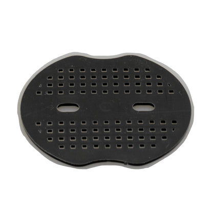 Weed control membrane peg washer, black perforated round base with two slots