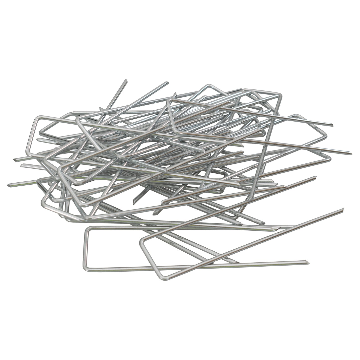 Weed control membrane peg set, mixed galvanized metal stakes pile
