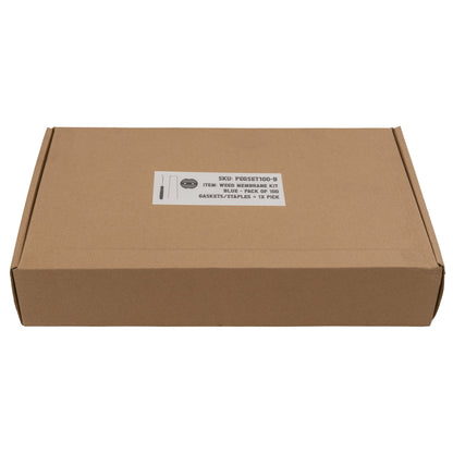 Weed membrane peg kit box, pack of 100 gaskets and staples