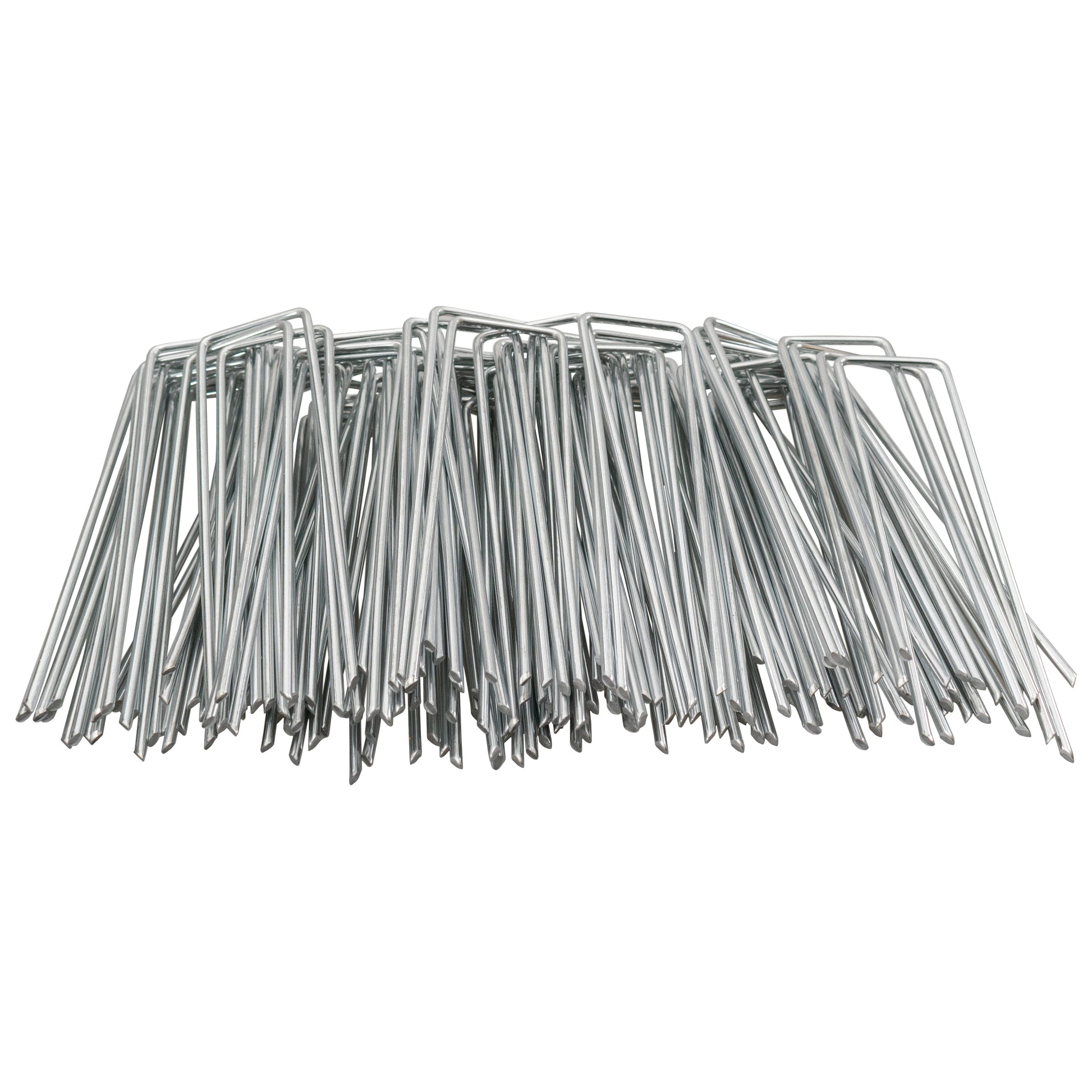 Weed membrane pegs in bulk, galvanized U-stakes with washer heads for fixing