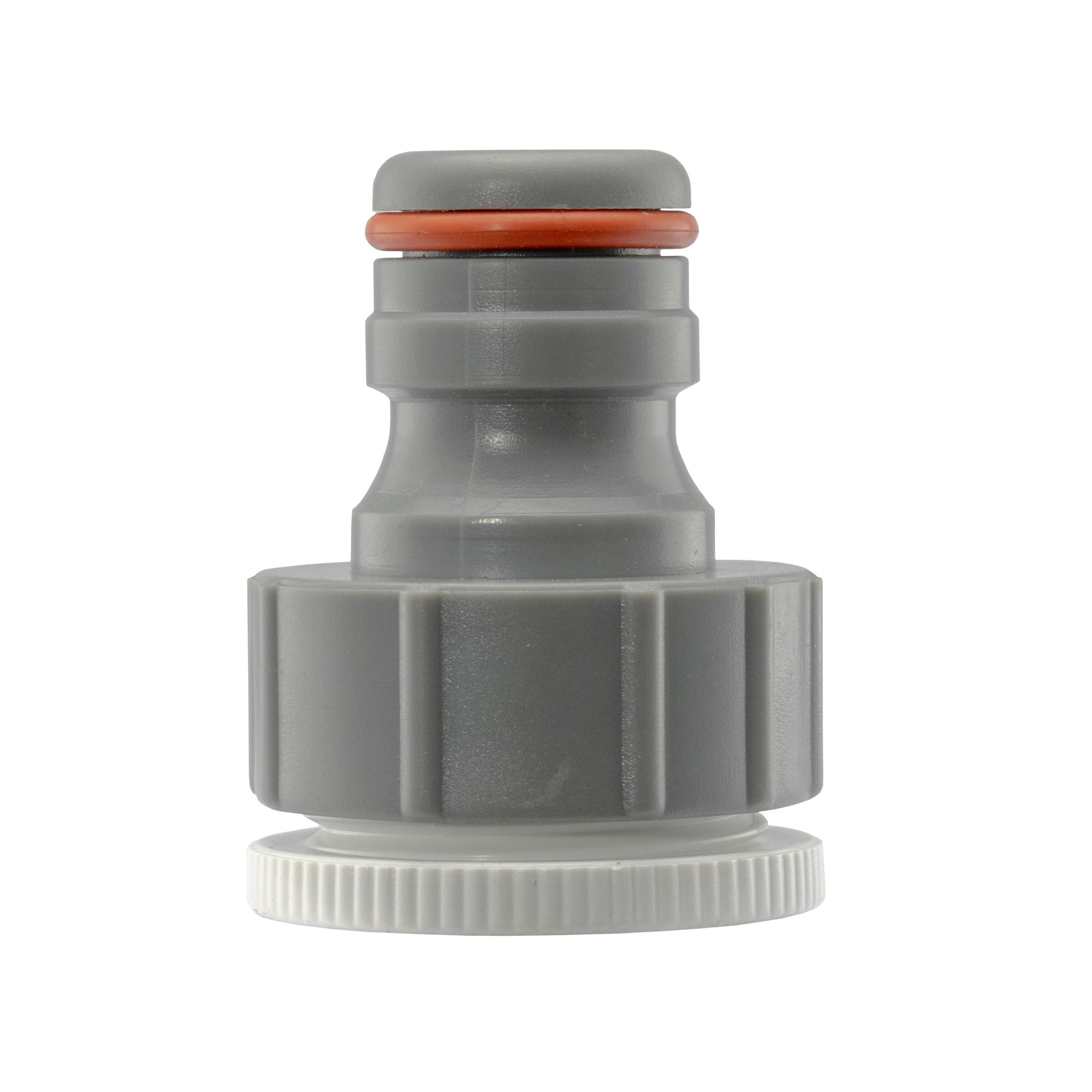IBC 2" S60x6 cap with lever tap connector, gray with orange seal ring