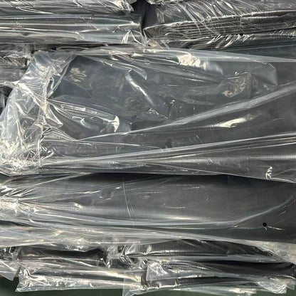 Rolled black PVC pond liner with protective plastic wrap