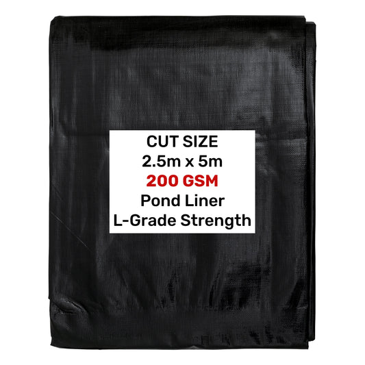 Pond liner L-Grade 2.5 m x 5 m, 200 GSM, black liner sheet