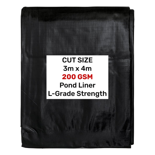 Pond liner 3m x 4m, L-Grade strength, 200 GSM black liner sheet