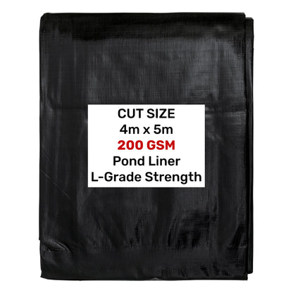 Pond Liner L-Grade 4m x 5m, 200 GSM, schwarzes Teichauskleidungsblatt