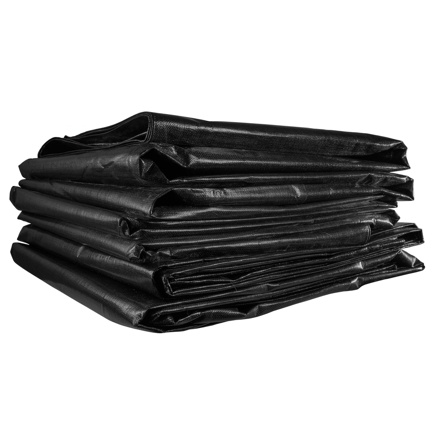 Stacked pond liner sheets, black folded bundle