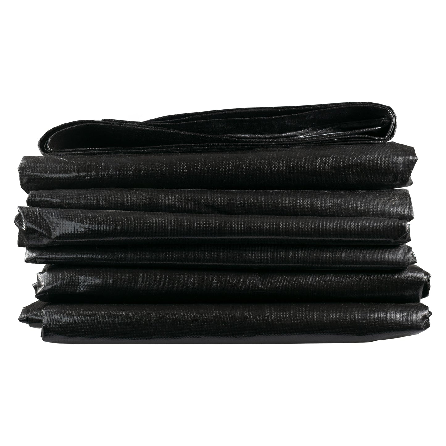 Close-up of stacked black Pond Liner L-Grade sheets, textured surface
