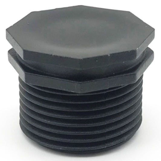 End Plug Connector 2" BSPM with black hex top and threaded end