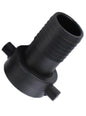 Straight hose connector 1.25" BSPF, 32mm, black rubber/plastic fitting