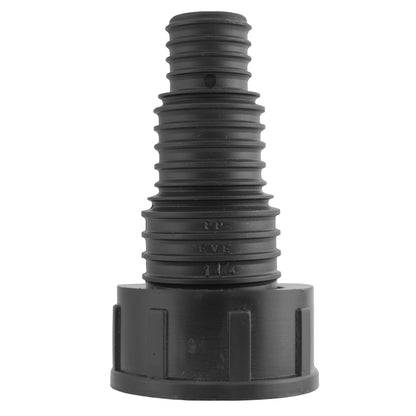 Pond connector 1.25" BSPF, black threaded plastic fitting (20/25/32mm)