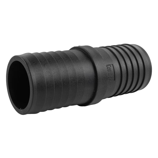 Pond Straight Connector 38mm, black ribbed hose straight connector