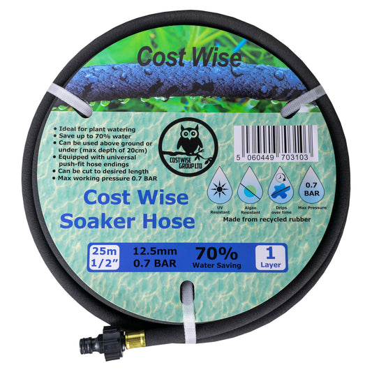 Porous soaker hose 25 m with connector, coiled on a reel