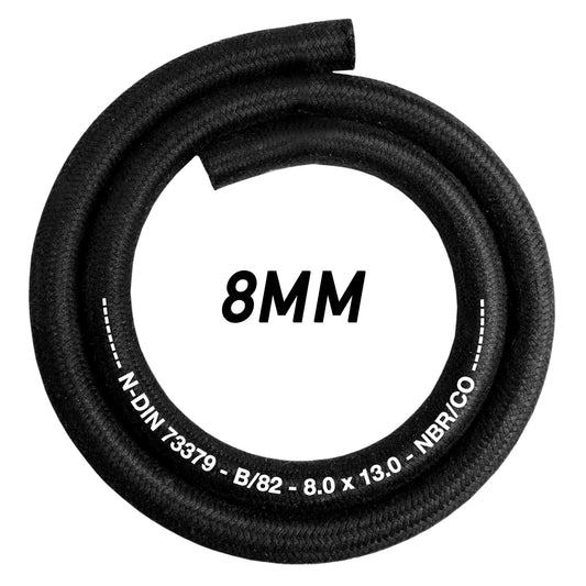 8mm heat-resistant braided NBR rubber hose, black looped length