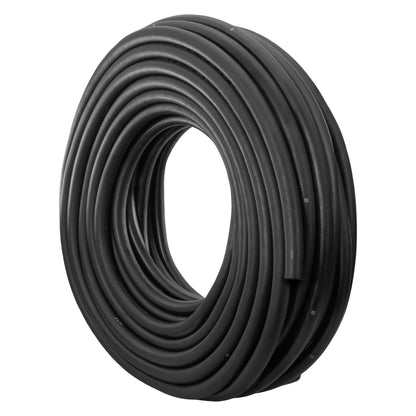 Rubber fuel hose coil, braided texture, dark black, SAE J30 R6