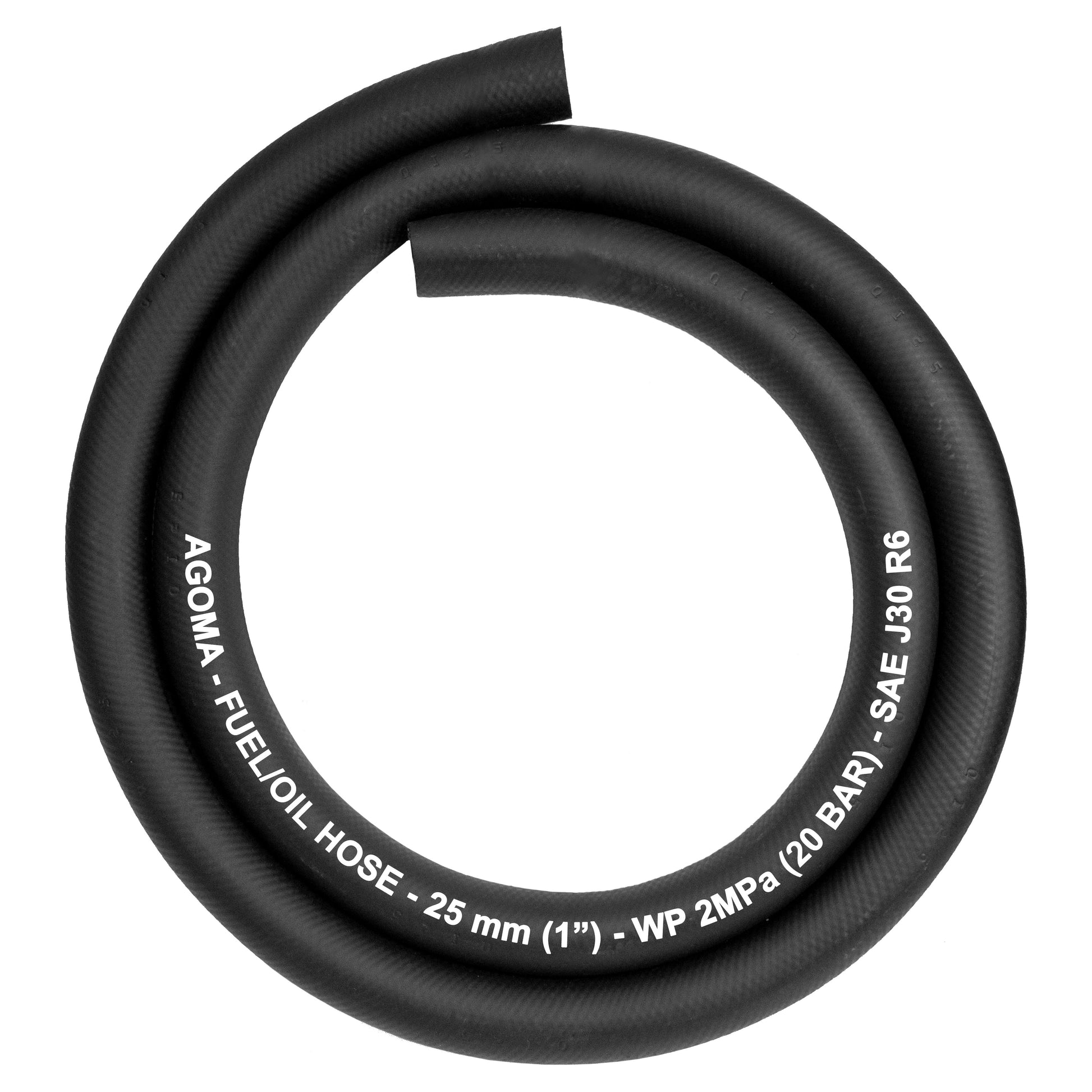 25mm Agoma fuel/oil hose, braided rubber, SAE J30 R6 marking