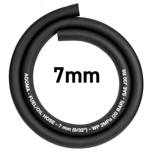 7mm braided fuel/oil hose SAE J30 R6, black rubber hose loop