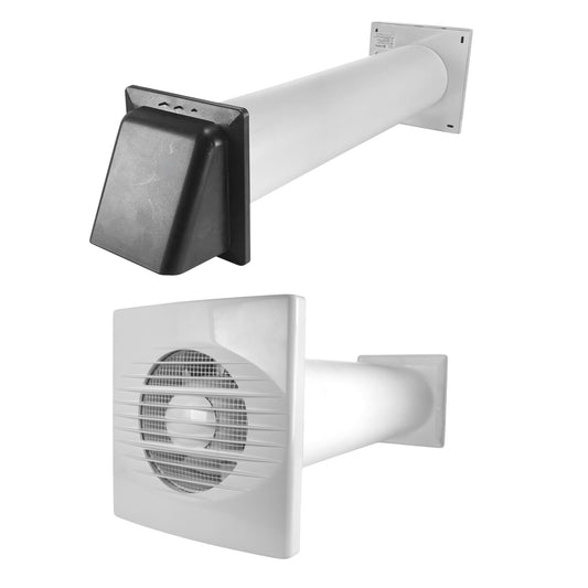 Wall ventilation kit: graphite external vent hood with duct opening