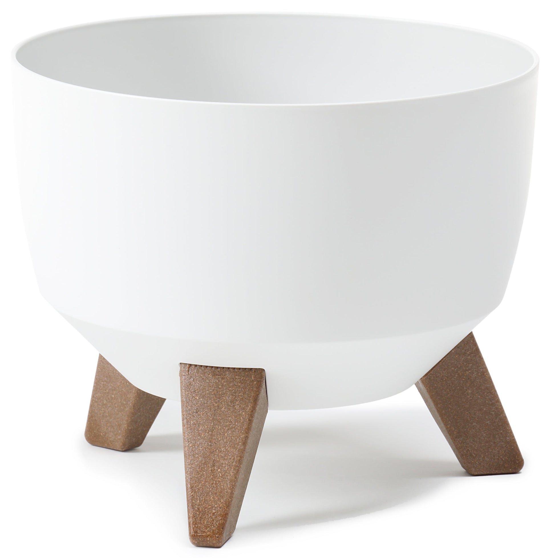 White 290mm bowl pot with legs, insert and plug