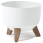 White 290mm bowl pot with legs, insert and plug