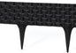 Black plastic lawn edging with rattan-effect lattice top and pointed stakes