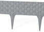 Gray plastic lawn edging with rattan-style pattern and pointed stakes