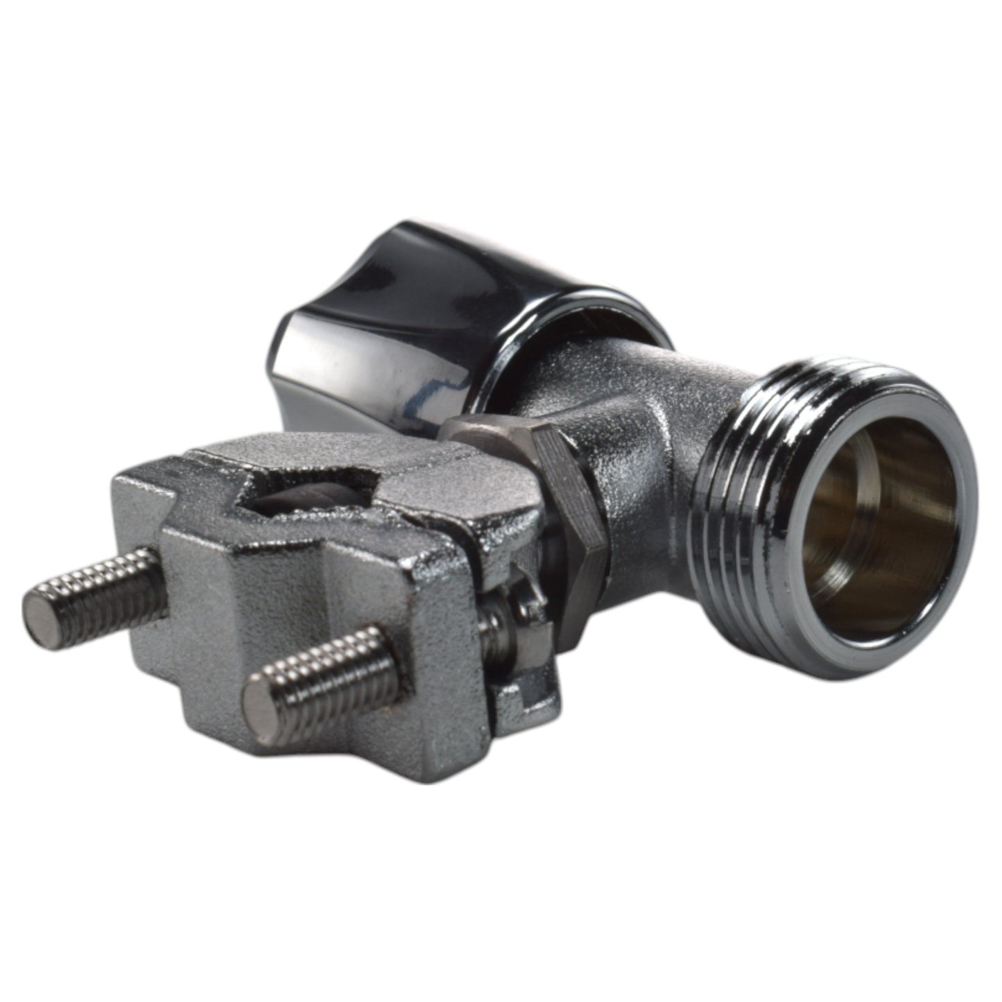 Metal quick-connect bib tap outlet with threaded connection and push fitting