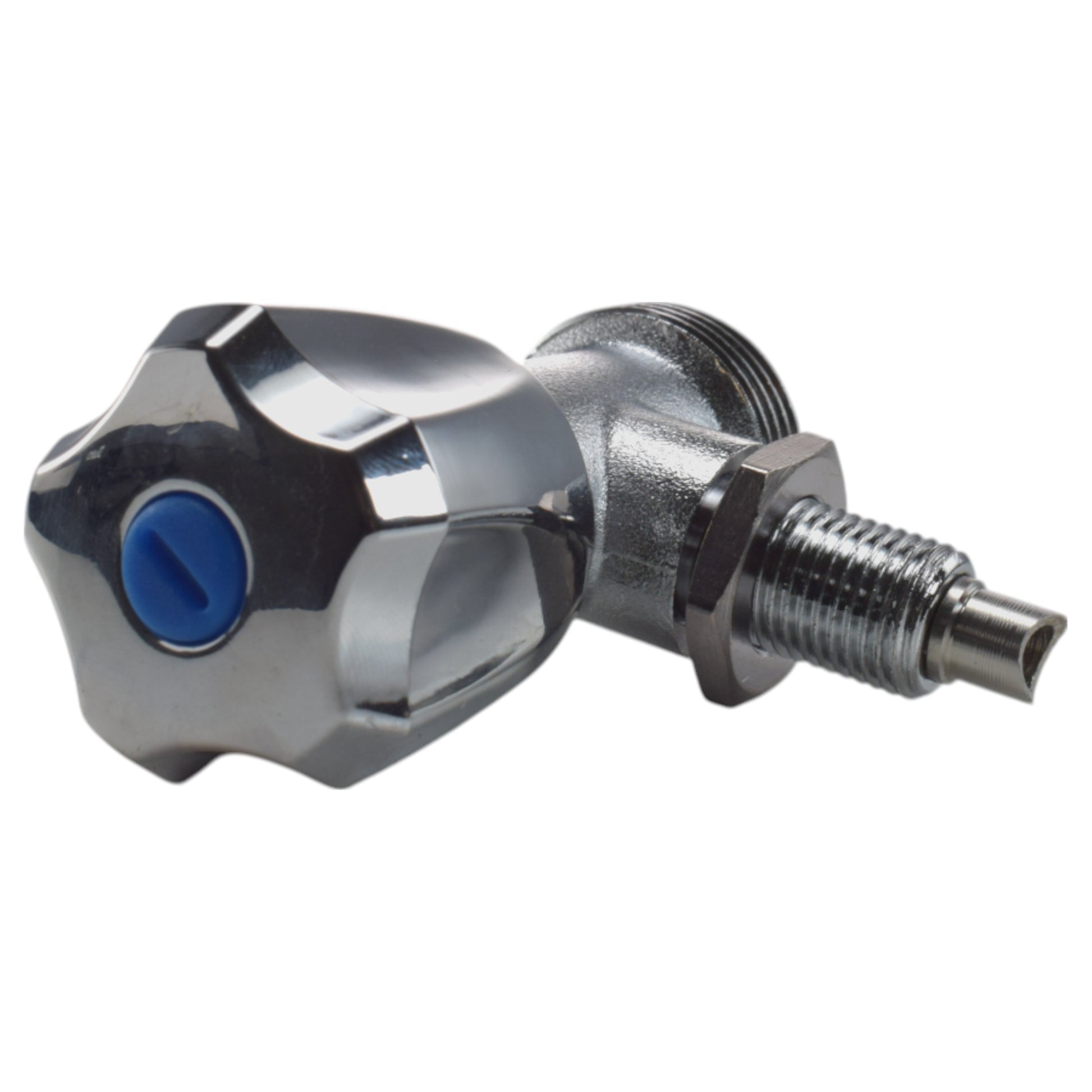 Lever tap handle with blue center and threaded connector spigot