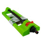 Oscillating sprinkler, green body with orange dial and black hose connector